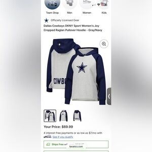 Women’s DKNY Dallas Cowboys Cropped oversized hoodie